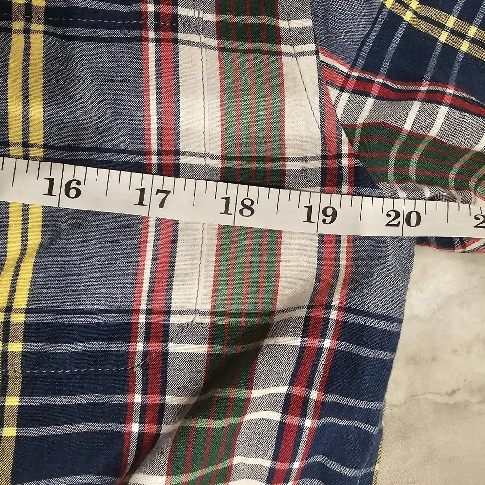 Nautica Jeans Company Boys Plaid Button Up Short Sleeve Shirt Size 16/18 XL